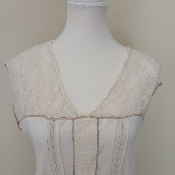 Anthropologie TINY Boho Sleeveless Lace Tunic Top Ivory Size Small - Picture 2 of 8
